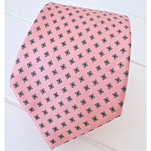 VTG State Street Jordan Marsh Silk Tie Pink Teal Diamond Made in Italy 3" 57.5"